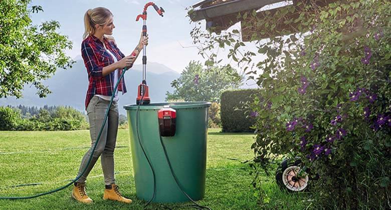 woman with a submersible clear water pump