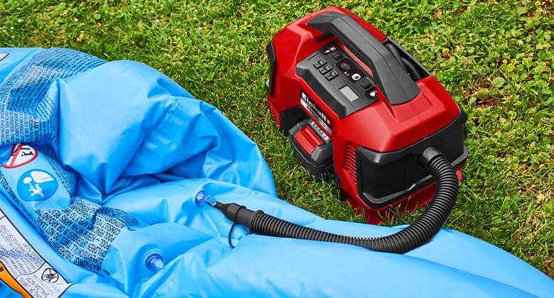 cordless air compressor in use